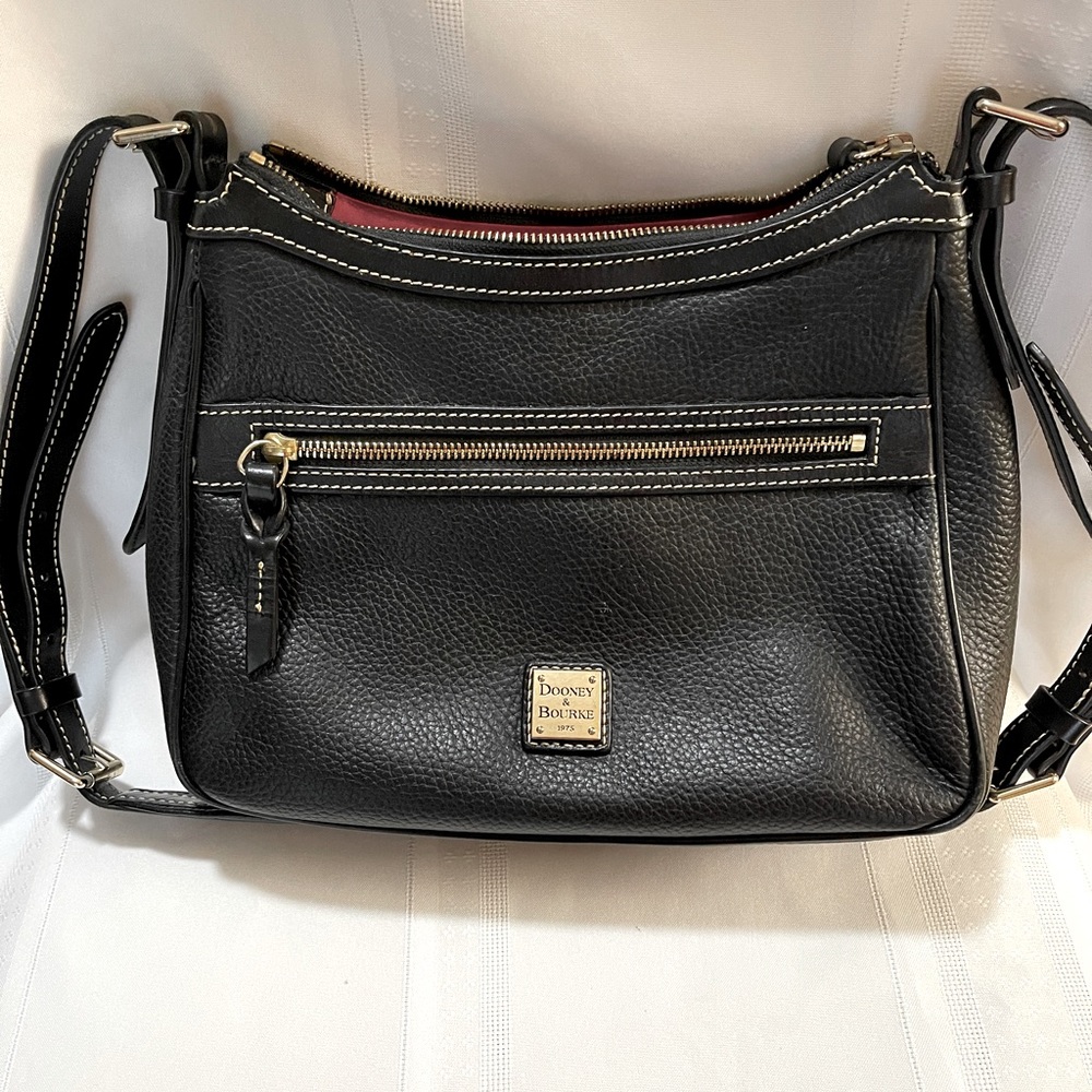Dooney Bourke Buttery Black Pebble Leather Presley Crossbody Bag